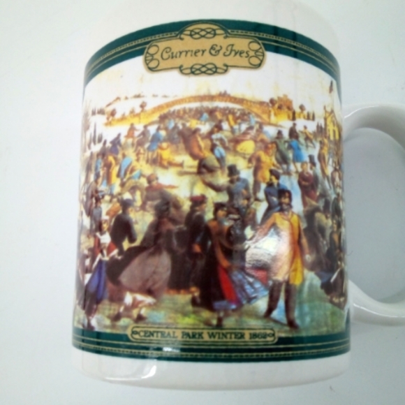 Vintage 90's Currier & Ives Central Park in Winter 1862 Houston Harvest Mug Cup - Picture 5 of 6